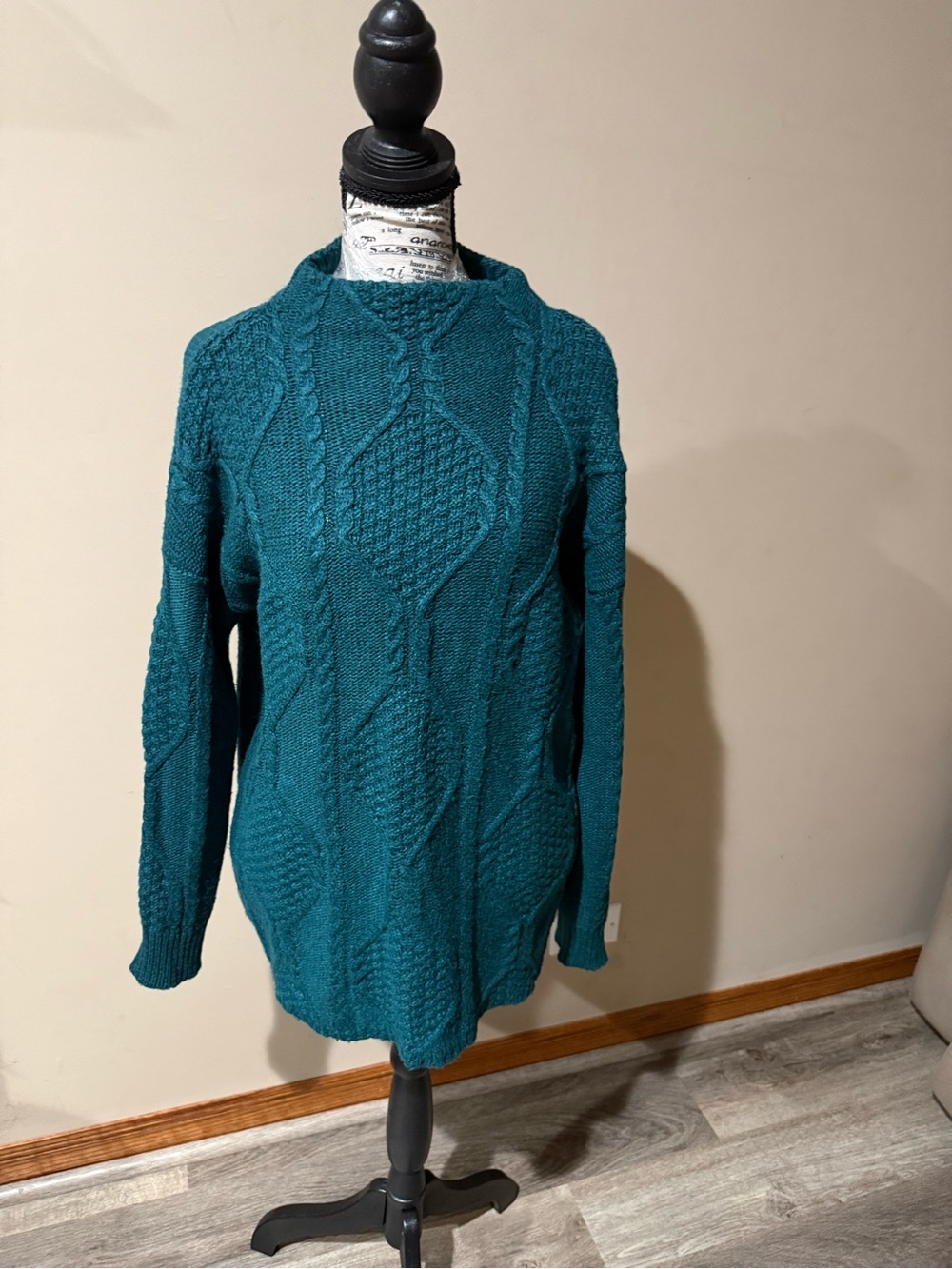 Cable-Knit Teal Turtleneck Sweater - Cozy Everyday Pullover